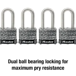 1-9/16in (40mm) Wide Laminated Stainless Steel Pin Tumbler Padlock with 1-1/2in (38mm) Shackle; 4-Pack