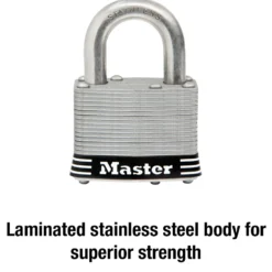 2in (51mm) Wide Laminated Stainless Steel Pin Tumbler Padlock