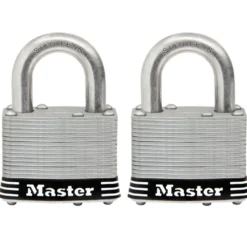 2in (51mm) Wide Laminated Stainless Steel Pin Tumbler Padlock; 2-Pack