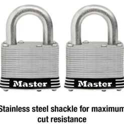 2in (51mm) Wide Laminated Stainless Steel Pin Tumbler Padlock; 2-Pack