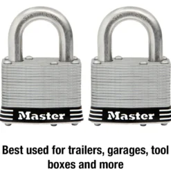 2in (51mm) Wide Laminated Stainless Steel Pin Tumbler Padlock; 2-Pack