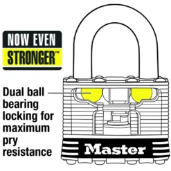 2in (51mm) Wide Laminated Stainless Steel Pin Tumbler Padlock with 2-1/2in (64mm) Shackle; 2-Pack