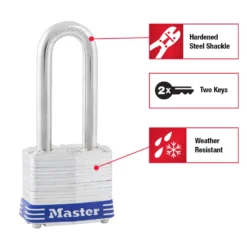1-9/16in (40mm) Wide Laminated Steel Pin Tumbler Padlock with 2in (51mm) Shackle