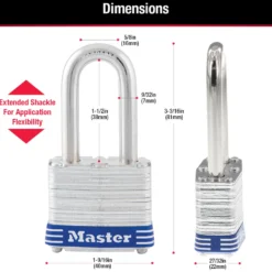 1-9/16in (40mm) Wide Laminated Steel Pin Tumbler Padlock with 1-1/2 (38mm) Shackle; 4-Pack