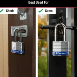 1-9/16in (40mm) Wide Laminated Steel Pin Tumbler Padlock with 1-1/2 (38mm) Shackle; 4-Pack