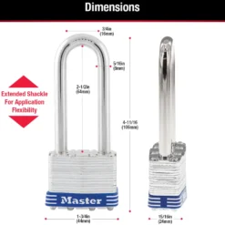 1-3/4in (44mm) Wide Laminated Steel Pin Tumbler Padlock with 2-1/2in (64mm) Shackle; 3-Pack