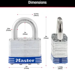 2in (51mm) Wide Laminated Steel Pin Tumbler Padlock; 2-Pack