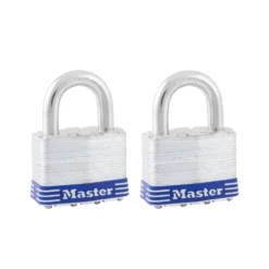 2in (51mm) Wide Laminated Steel Pin Tumbler Padlock; 2-Pack