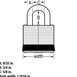 1-9/16in (40mm) Wide Laminated Steel Pin Tumbler Padlock; 4-Pack