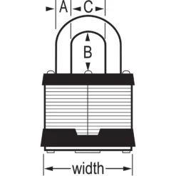 1-9/16in (40mm) Wide Laminated Steel Pin Tumbler Padlock, Keyed Alike