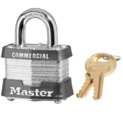 1-9/16in (40mm) Wide Laminated Steel Pin Tumbler Padlock, Keyed Alike