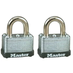 1-1/2in (38mm) Wide Laminated Steel Warded Padlock; 2-Pack