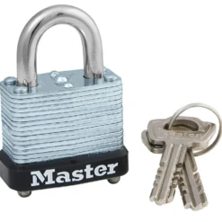 1-1/8in (29mm) Wide Laminated Steel Warded Padlock, Keyed Alike