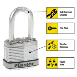 1-3/4in (44mm) Wide Magnum® Laminated Steel Padlock with 1-1/2in (38mm) Shackle; 4-Pack