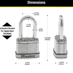 1-3/4in (44mm) Wide Magnum® Laminated Steel Padlock with 1-1/2in (38mm) Shackle; 4-Pack