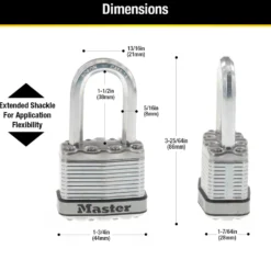 1-3/4in (44mm) Wide Magnum® Laminated Steel Padlock with 1-1/2in (38mm) Shackle; 2-Pack