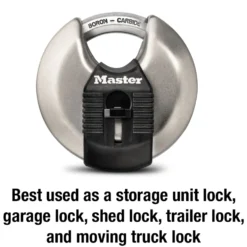 3-1/8in (79mm) Wide Magnum® Stainless Steel Discus Padlock with Shrouded Shackle