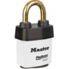 2-1/8in (54mm) Wide ProSeries® Weather Tough® Laminated Steel Rekeyable Pin Tumbler Padlock, Brass Shackle, Keyed Alike, White