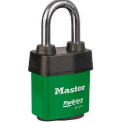 2-1/8in (54mm) Wide ProSeries® Weather Tough® Laminated Steel Rekeyable Pin Tumbler Padlock with 1-1/2in (38mm) Brass Shackle, Keyed Alike, Green