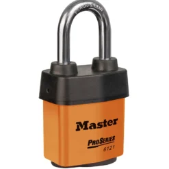 2-1/8in (54mm) Wide ProSeries® Weather Tough® Laminated Steel Rekeyable Pin Tumbler Padlock with 1-1/2in (38mm) Brass Shackle, Keyed Alike, Orange