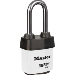 2-1/8in (54mm) Wide ProSeries® Weather Tough® Laminated Steel Rekeyable Pin Tumbler Padlock with 2-1/2in (64mm) Shackle, Keyed Alike, White