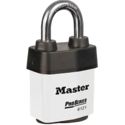 2-1/8in (54mm) Wide ProSeries® Weather Tough® Laminated Steel Rekeyable Pin Tumbler Padlock, Keyed Alike, White
