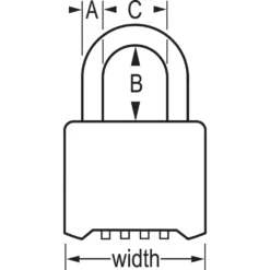 2in (51mm) Wide Resettable Combination Zinc Die-Cast Padlock, Black