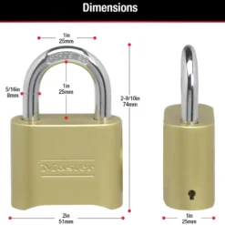 2in (51mm) Wide Resettable Combination Brass Padlock