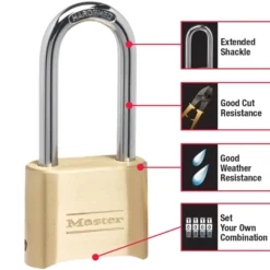 2 in (51mm) Wide Resettable Combination Brass Padlock with 2-1/4in (57mm) Shackle