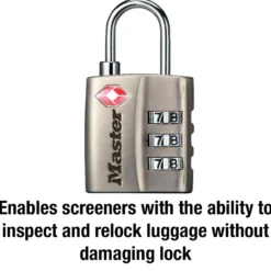 1-3/16in (30mm) Wide Set Your Own Combination TSA-Approved Luggage Lock; Nickel