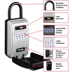 2-7/8in (72mm) Wide Set Your Own Combination Light Up Dial Portable Lock Box