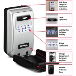 2-7/8in (72mm) Wide Set Your Own Combination Light Up Dial Wall Mount Lock Box