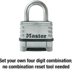 2-1/4in (57mm) Wide Stainless Steel Padlock with 1-1/16in (27mm) Shackle, Set Your Own Combination