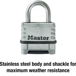 2-1/4in (57mm) Wide Stainless Steel Padlock with 1-1/16in (27mm) Shackle, Set Your Own Combination