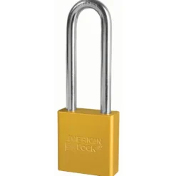 1-3/4in (44mm) Yellow Solid Aluminum Rekeyable Pin Tumbler Padlock with 3in (76mm) Shackle, Keyed Alike