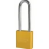 1-3/4in (44mm) Yellow Solid Aluminum Rekeyable 6-Pin Tumbler Padlock with 3in (76mm) Shackle, Keyed Alike