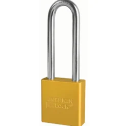 1-3/4in (44mm) Yellow Solid Aluminum Rekeyable 6-Pin Tumbler Padlock with 3in (76mm) Shackle, Keyed Alike
