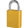 1-1/2in (38mm) Yellow Solid Aluminum Small Format Interchangeable Core Padlock, Keyed Alike