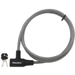 Keyed Braided Steel Cable Lock, 6 ft x 3/8 in