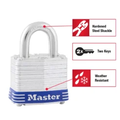 Laminated Steel Padlock, Pin Tumbler, 1-9/16 in Wide