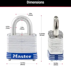 Laminated Steel Padlock, Pin Tumbler, 1-9/16 in Wide
