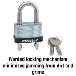 Laminated Steel Padlock, Warded Lock, 1-3/4 in Wide
