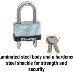 Laminated Steel Padlock, Warded Lock, 1-3/4 in Wide
