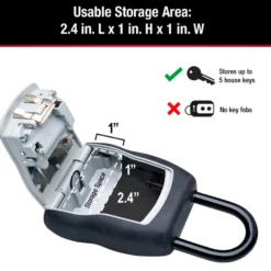 Lock Box for Keys, Over-the-Knob Design, 3-1/4 in x 6-1/4 in