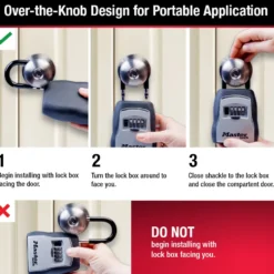 Lock Box for Keys, Over-the-Knob Design, 3-1/4 in x 6-1/4 in