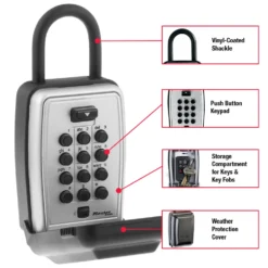Lock Box for Keys with Push Button Combination, 3-1/8 in x 6-7/8 in