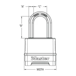 Magnum Heavy Duty Solid Body Combination Lock, 2 in Wide with 1-1/2 in Shackle