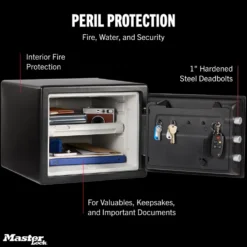 Master Lock Black Premium 2-Hour Fireproof Safe with Digital Keypad, .82 cu-ft, STW082GTCML