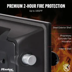 Master Lock Black Premium 2-Hour Fireproof Safe with Digital Keypad, .82 cu-ft, STW082GTCML