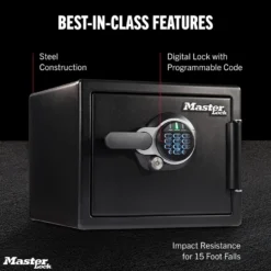 Master Lock Black Premium 2-Hour Fireproof Safe with Digital Keypad, .82 cu-ft, STW082GTCML